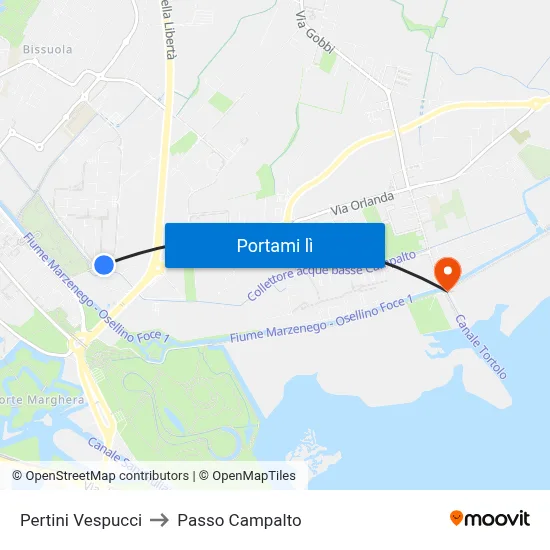 Pertini Vespucci to Passo Campalto map