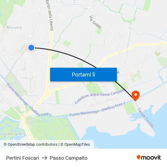 Pertini Foscari to Passo Campalto map