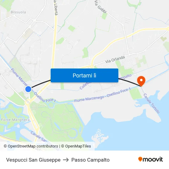 Vespucci San Giuseppe to Passo Campalto map