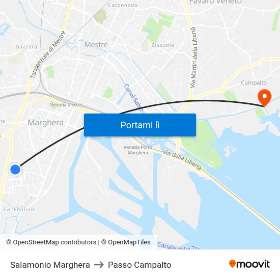 Salamonio Marghera to Passo Campalto map