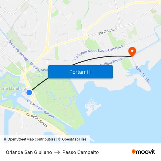 Orlanda San Giuliano to Passo Campalto map