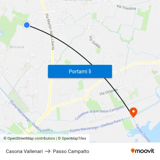Casona Vallenari to Passo Campalto map