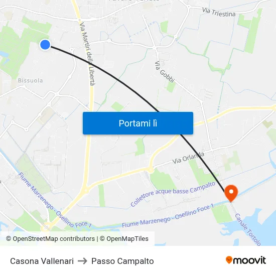 Casona Vallenari to Passo Campalto map