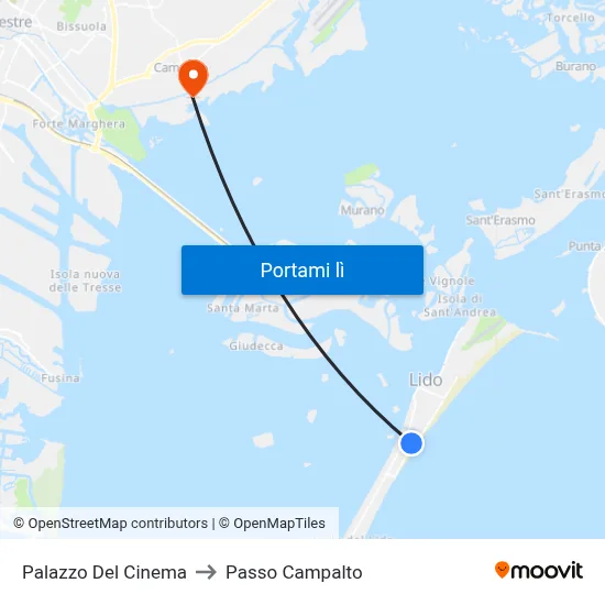 Palazzo Del Cinema to Passo Campalto map