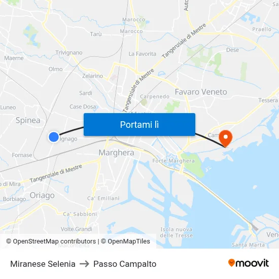 Miranese Selenia to Passo Campalto map