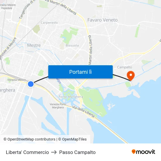 Liberta' Commercio to Passo Campalto map