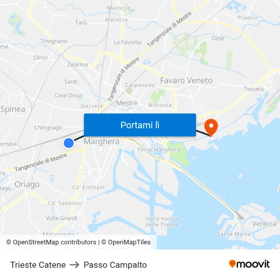 Trieste Catene to Passo Campalto map