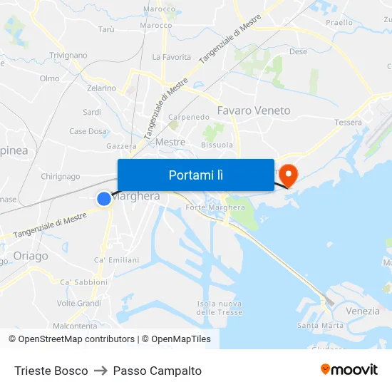 Trieste Bosco to Passo Campalto map