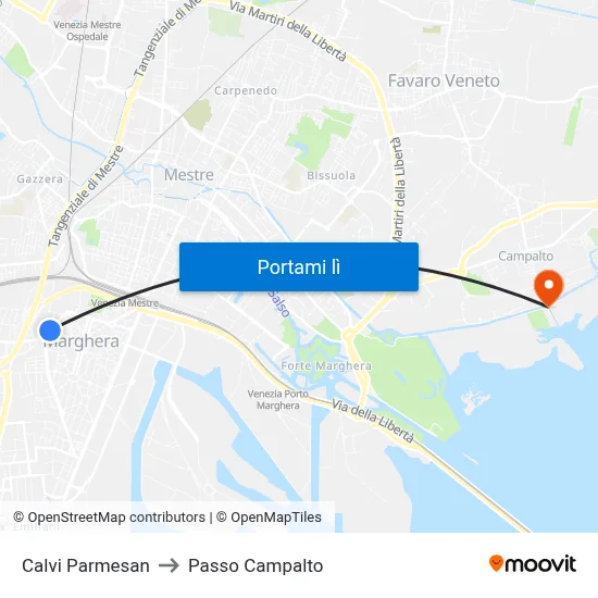 Calvi Parmesan to Passo Campalto map