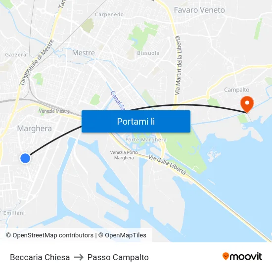 Beccaria Chiesa to Passo Campalto map