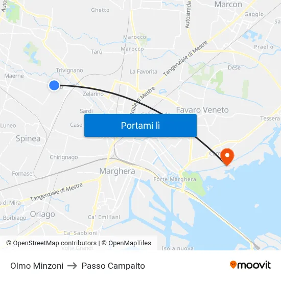 Olmo Minzoni to Passo Campalto map