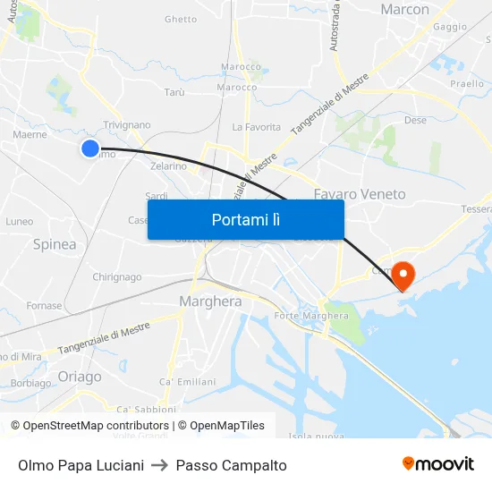 Olmo Papa Luciani to Passo Campalto map