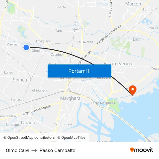 Olmo Calvi to Passo Campalto map