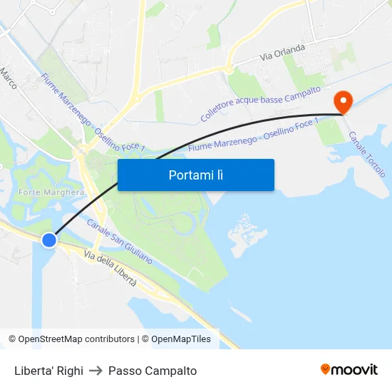 Liberta' Righi to Passo Campalto map