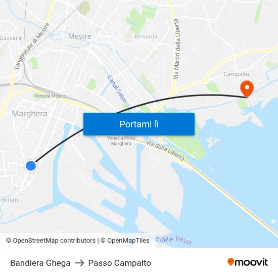 Bandiera Ghega to Passo Campalto map