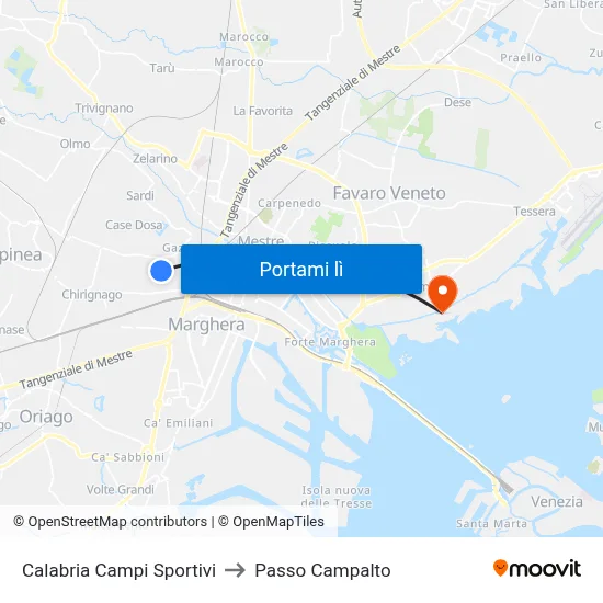 Calabria Campi Sportivi to Passo Campalto map