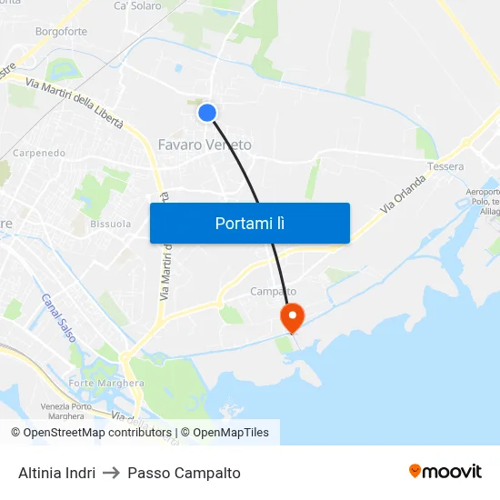 Altinia Indri to Passo Campalto map
