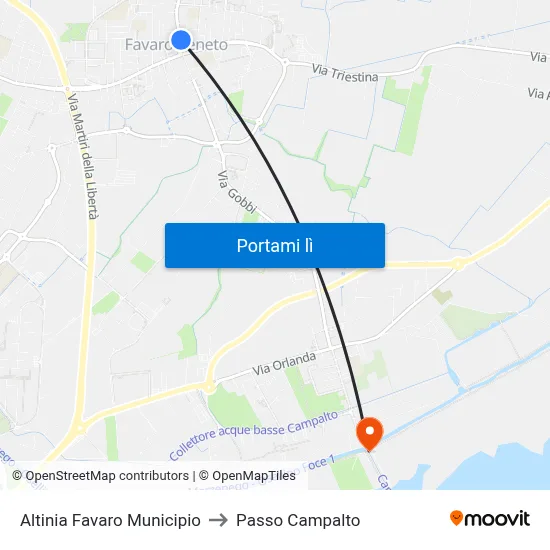 Altinia Favaro Municipio to Passo Campalto map