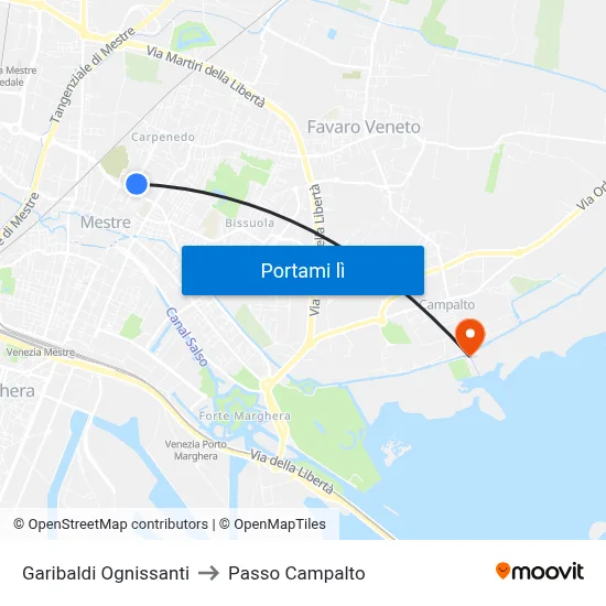 Garibaldi Ognissanti to Passo Campalto map
