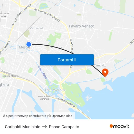 Garibaldi Municipio to Passo Campalto map