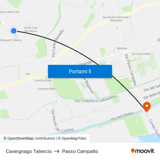 Cavergnago Taliercio to Passo Campalto map
