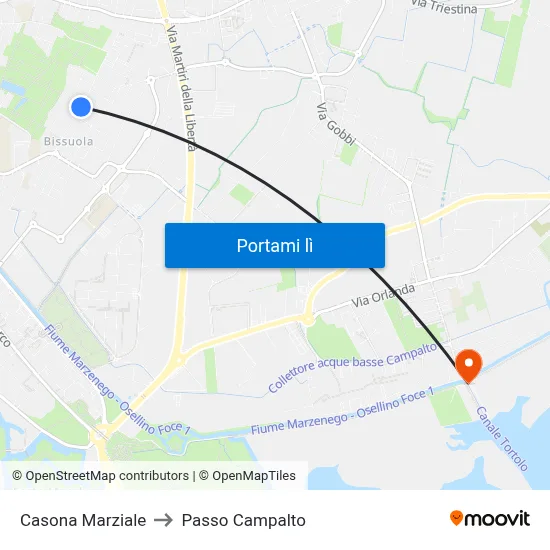 Casona Marziale to Passo Campalto map