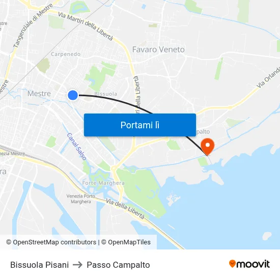 Bissuola Pisani to Passo Campalto map