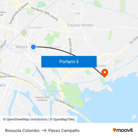 Bissuola Colombo to Passo Campalto map