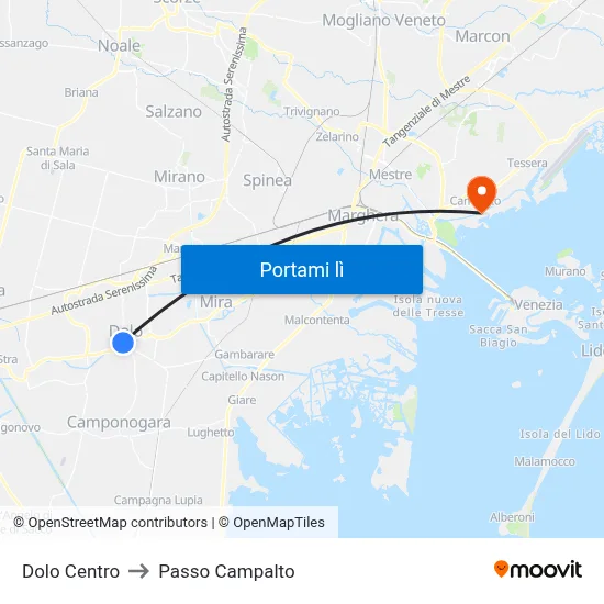 Dolo Centro to Passo Campalto map
