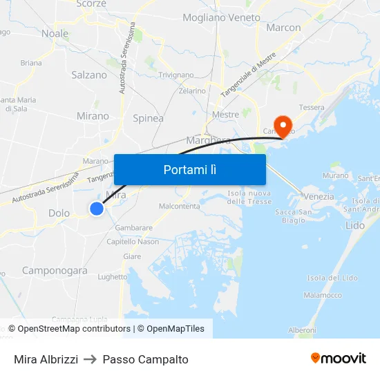 Mira Albrizzi to Passo Campalto map