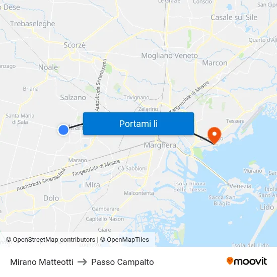 Mirano Matteotti to Passo Campalto map
