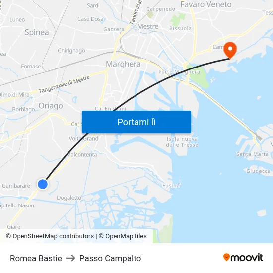Romea Bastie to Passo Campalto map