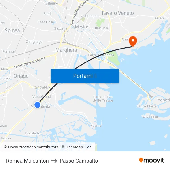 Romea Malcanton to Passo Campalto map