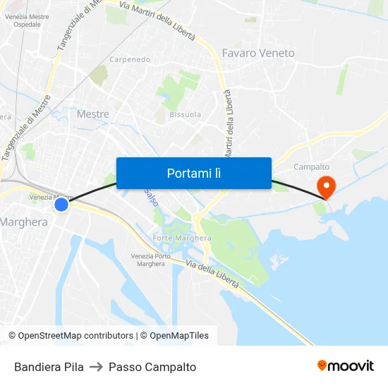 Bandiera Pila to Passo Campalto map