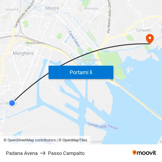 Padana Avena to Passo Campalto map