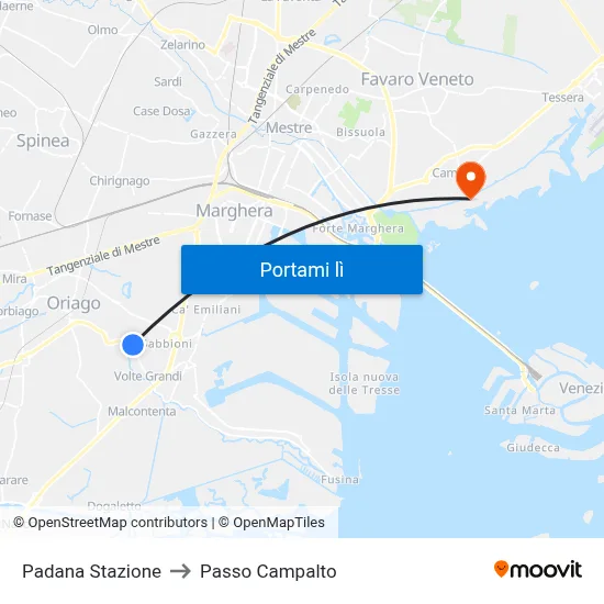 Padana Stazione to Passo Campalto map