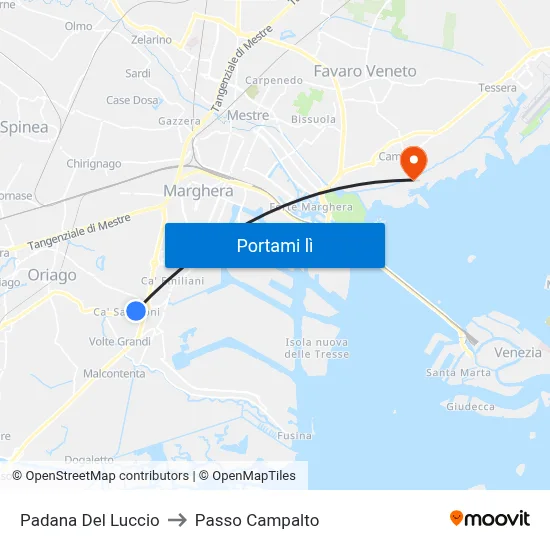 Padana Del Luccio to Passo Campalto map