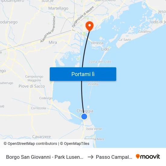 Borgo San Giovanni - Park Lusenzo to Passo Campalto map