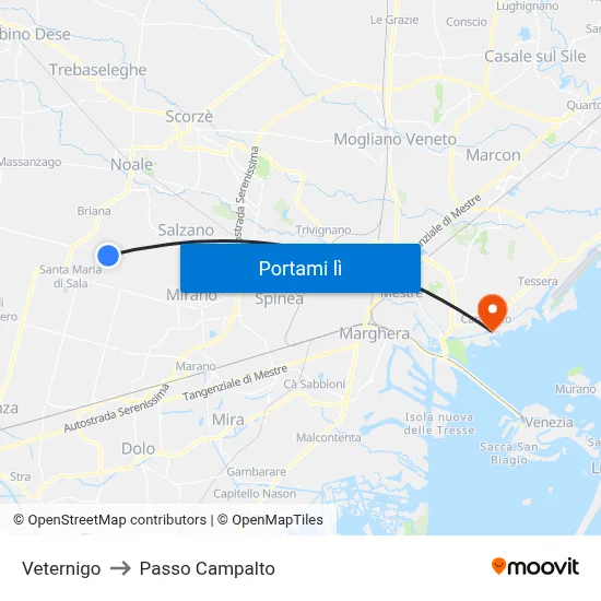 Veternigo to Passo Campalto map