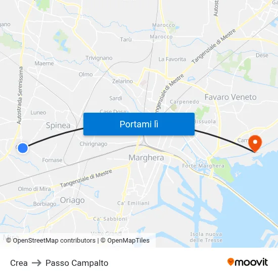 Crea to Passo Campalto map