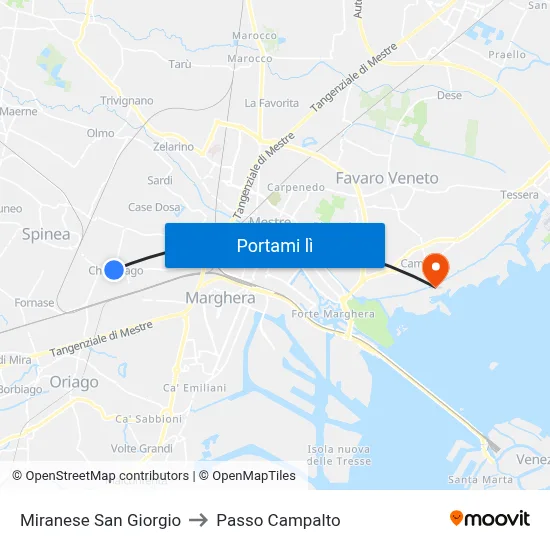 Miranese San Giorgio to Passo Campalto map