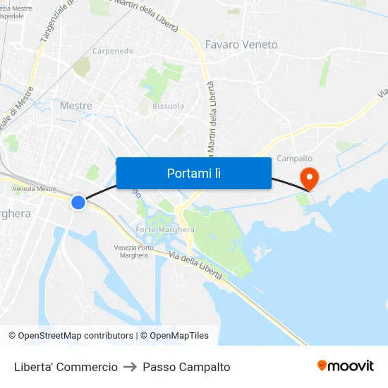 Liberta' Commercio to Passo Campalto map