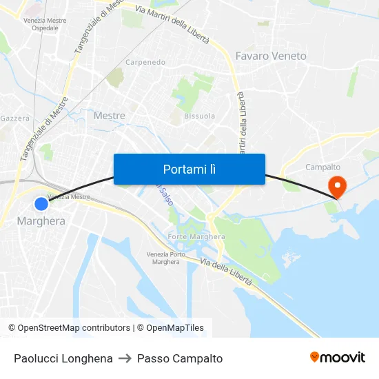 Paolucci Longhena to Passo Campalto map