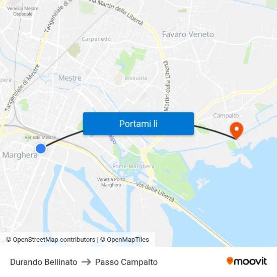 Durando Bellinato to Passo Campalto map