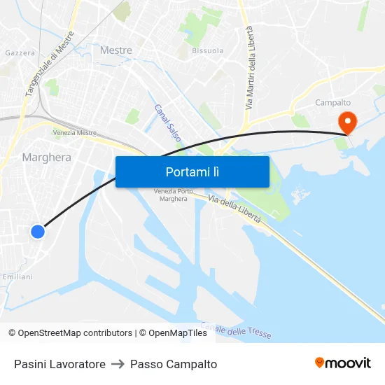 Pasini Lavoratore to Passo Campalto map