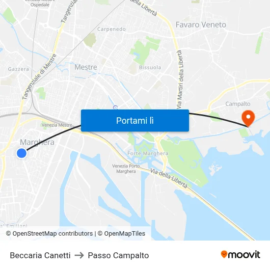 Beccaria Canetti to Passo Campalto map