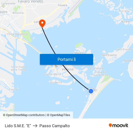 Lido S.M.E. "E" to Passo Campalto map