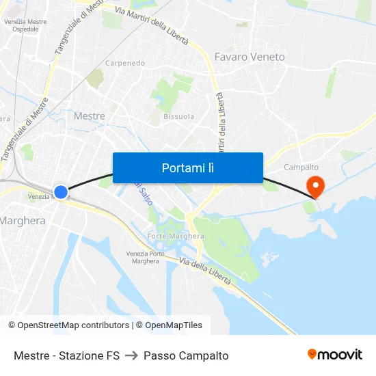 Mestre - Stazione FS to Passo Campalto map