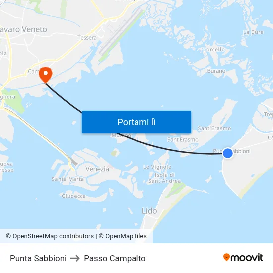 Punta Sabbioni to Passo Campalto map