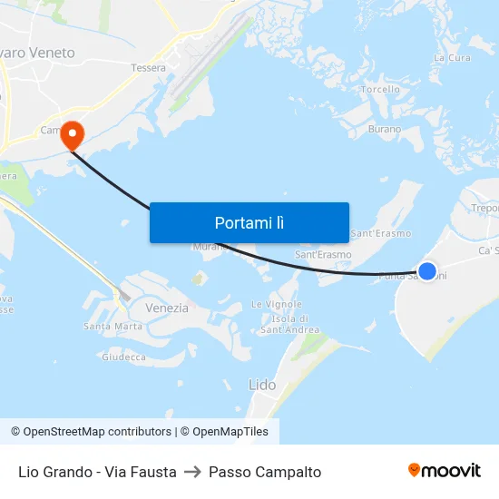 Lio Grando - Via Fausta to Passo Campalto map